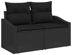 vidaXL set καναπέ κήπου 7 κομματιών με μαξιλάρια μαύρο πολυκαρβόνιο
