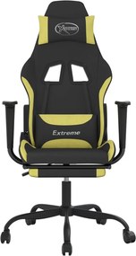 vidaXL Καρέκλα Gaming Μαύρη/Αν. Πράσινο Ύφασμα με Υποπόδιο