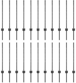 vidaXL Ασημένιοι Πόλοι Φράχτη 22 pcs Γκρι Μέταλλο
