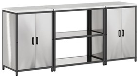 vidaXL Σετ Αποθήκευσης Κουζίνας με ράφι 3 pcs Ασημί 210 x 50 x 92 εκ
