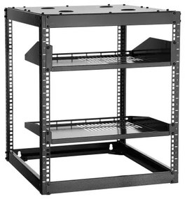 VEVOR 12U Open Frame Network Rack, 585 mm Depth, Wall Mounted or Floor Standing Server Rack, Heavy Duty 4 Post, with Vented Shelves &amp; Mounting Hardware, Holds All Your Networking IT Equipment AV Gear
