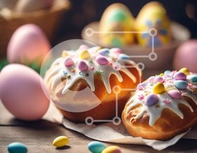 Σετ των 2 Intra Συλλεκτικό Ξύλινο Παζλ Plywood 4mm - Πασχαλινά γλυκά με πολύχρωμο παγωτό και αυγά Σε Ξύλινο Κουτί - Διαστάσεις: 10x10 cm – 25 κομμάτια