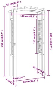 Αψίδα Καφασωτό 110x60x210 εκ. από Εμποτισμένο Μασίφ Ξύλο Πεύκου - Καφέ