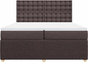 vidaXL Κρεβάτι Boxspring με Στρώμα Σκούρο Καφέ 200x200 εκ. Υφασμάτινο