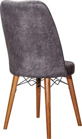 Καρέκλα Nevis I pakoworld ανθρακί antique ύφασμα-καρυδί πόδι