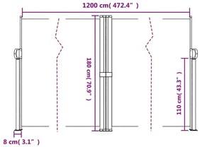 Σκίαστρο Πλαϊνό Συρόμενο Τερακότα 180 x 1200 εκ. - Καφέ