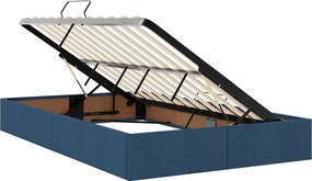 vidaXL LED Κρεβάτι αποθήκευσης με στρώμα Μπλε 120 x 190 cm Ύφασμα