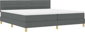 vidaXL LED Κρεβάτι με βάθρο Σκούρο Γκρι 200 x 200 cm ύφασμα