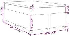 Κρεβάτι Boxspring με Στρώμα Σκούρο Γκρι 120x200 εκ. Υφασμάτινο - Γκρι