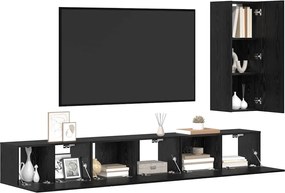 vidaXL Σετ επίπλου τηλεόρασης 4 pcs Μαύρη Οξυά Επεξεργασμένο ξύλο