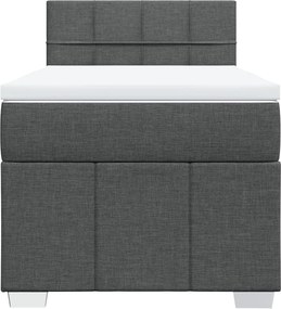 vidaXL Κρεβάτι Boxspring με Στρώμα Σκούρο Γκρι 90x200 εκ. Υφασμάτινο