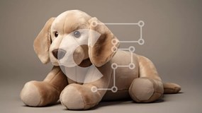 Σετ των 2 Intra Συλλεκτικό Ξύλινο Παζλ Plywood 4mm - Παραγεμισμένος σκύλος ξαπλωμένος Σε Ξύλινο Κουτί - Διαστάσεις: 10x10 cm – 25 κομμάτια