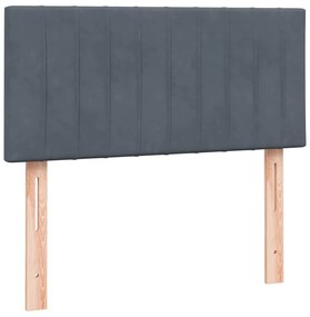 Box Spring Κρεβάτι με στρώμα Σκούρο γκρι 100x220 εκ. Βελούδινο - Γκρι