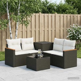 vidaXL Σετ Καναπέ 6 τμχ. Μαύρο και Κρεμ Λευκό 55 x 55 x 37 εκ