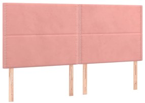 vidaXL Κρεβάτι Boxspring με Στρώμα &amp; LED Ροζ 160x200 εκ. Βελούδινο