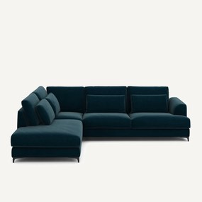 Γωνιακός καναπές αριστερός, βελούδινος, Marsile