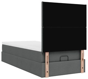 Οθωμανικό κρεβάτι με στρώμα &amp; LEDs Σκούρο γκρι 90x190cm ύφασμα 3313886