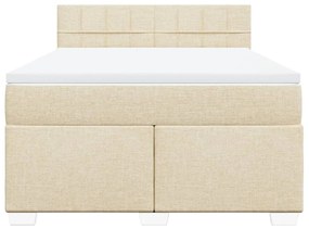 Κρεβάτι Boxspring με Στρώμα Κρεμ 160x200 εκ. Υφασμάτινο - Κρεμ