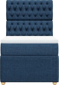 vidaXL Κρεβάτι Boxspring με Στρώμα Μπλε 90x190 εκ.Υφασμάτινο