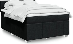 vidaXL Κρεβάτι Boxspring με Στρώμα Μαύρο 160x200 εκ. Υφασμάτινο