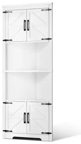 VEVOR 68&quot; Corner Storage Cabinet with 4 Wooden Doors &amp; Adjustable Shelves White
