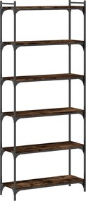 vidaXL Βιβλιοθήκη 6 Επιπέδων Καπνιστή Δρυς 80x30x188 εκ. Επεξεργ. Ξύλο