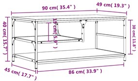 Τραπεζάκι Σαλονιού Καφέ Δρυς 90 x 49 x 40 εκ. από Επεξεργ. Ξύλο - Καφέ