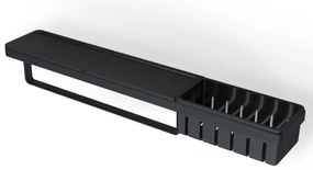 Geesa Frame 8854-400 Black Matt Εταζέρα Αντιστρεφόμενη με Πετσετοκρεμάστρα Σχισμή Αποστράγγισης και Αφαιρούμενο Καλάθι 63cm