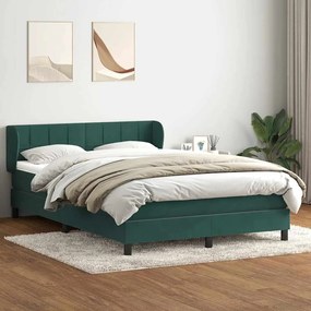 Box Spring Κρεβάτι με στρώμα Σκούρο πράσινο 140x220cm Βελούδινο - Πράσινο