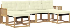 vidaXL Σειρά Καναπέ Εξωτερικού με μαξιλάρι 6 pcs Λευκό και Κρεμ