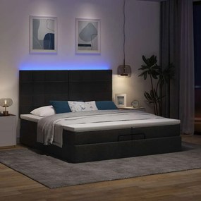 VidaXL Οθωμανικό κρεβάτι με στρώματα & LEDs Μαύρο 200x200cm ύφασμα