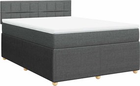 vidaXL Κρεβάτι Boxspring με Στρώμα Σκούρο Γκρι 140x200 εκ Υφασμάτινο
