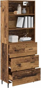 vidaXL Highboard με συρτάρι 2 pcs Παλιό Ξύλο Επεξεργασμένο ξύλο