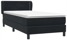 vidaXL Κρεβάτι Boxspring με Στρώμα Μαύρο 90x220 εκ. Βελούδινο