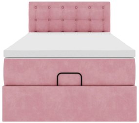 vidaXL Οθωμανικό κρεβάτι με στρώμα ροζ 100x200cm Velvet