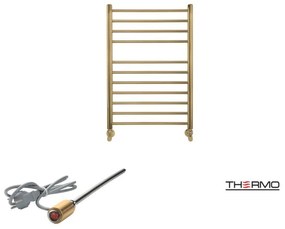 Thermo BELLAVIA Θερμαινόμενη πετσετοκρεμάστρα από ανοξείδωτο χάλυβα με ηλεκτρική λειτουργία, 75x50cm Brushed Brass Gold PVD