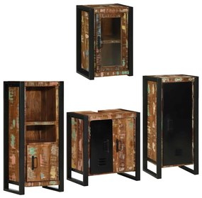 vidaXL Σετ Επίπλων Μπάνιου 4 pcs Πολύχρωμο Στερεό ανακτημένο ξύλο