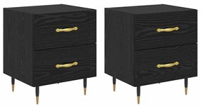 vidaXL Κομοδίνο 2 pcs Μαύρη δρυς 40 x 35 x 47.5 εκ Επεξεργασμένο ξύλο