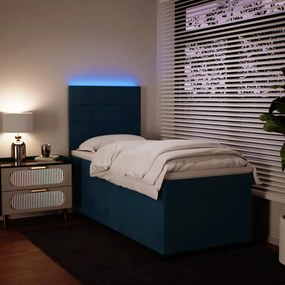 vidaXL Κρεβάτι Boxspring με Στρώμα Μπλε 80 x 200 εκ. Βελούδινο