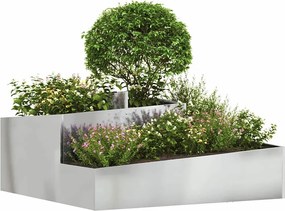 vidaXL Γλάστρα Κήπου Ασημί 100 x 100 x 50 cm Επικαλυμμένος Χάλυβας