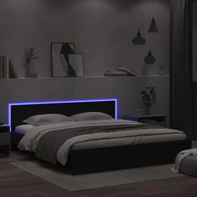 vidaXL Πλαίσιο Κρεβατιού με Κεφαλάρι/LED Μαύρο 180x200 εκ