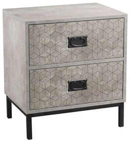 Κομοδίνο 2Συρτάρια Rubik Cement-Black 50x35x55cm 09-0952 Particle Board, Metal
