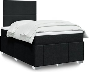 vidaXL Κρεβάτι Boxspring με Στρώμα Μαύρο 120x190 εκ. Υφασμάτινο