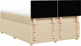 vidaXL Κρεβάτι Boxspring με Στρώμα Κρεμ 140x190 εκ. Υφασμάτινο