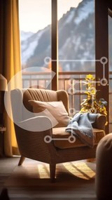 Intra Συλλεκτικό Ξύλινο Παζλ Plywood  4mm - Άνετο σαλόνι με θέα στο βουνό Σε Ξύλινο Κουτί - Διαστάσεις Puzzle: 10x10 cm – 25 κομμάτια