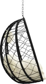 vidaXL Κρεμαστή καρέκλα αυγό Κρεμ λευκό 91,5 x 54,5 x 107 εκ