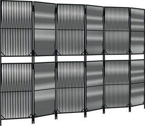 vidaXL Διαχωριστικό Δωματίου 6 Πάνελ Μαύρο από Συνθετικό Ρατάν