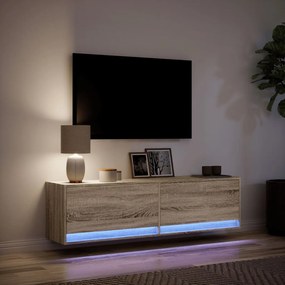 vidaXL Έπιπλο Τοίχου Τηλεόρασης με LED Sonoma Δρυς 140x31x38 εκ.