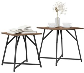 vidaXL Σετ βοηθητικά τραπεζάκια 2 pcs Καπνιστή βελανιδιά και Μαύρο