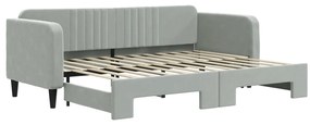 vidaXL Καναπές Κρεβάτι Συρόμενος Ανοιχτό Γκρι 80 x 200 εκ. Βελούδινος